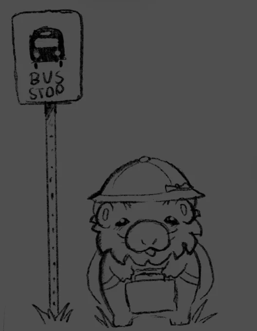 He's waiting for the school bus and can't wait 2 see what his mom packed for lunch 