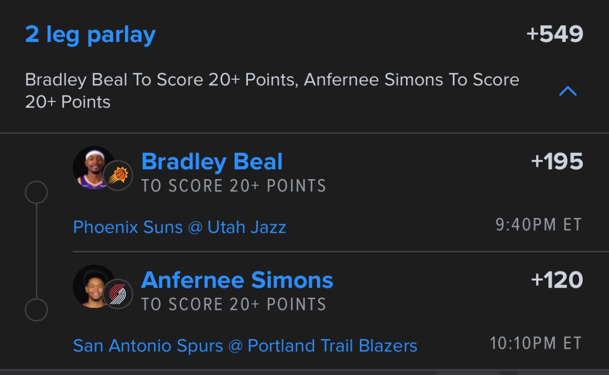 ChasingUnits1's tweet photo. 20 point lotto lay:

Not super high odds, but I think these two are primed to go for 20 tonight.

#sportsbettingtwitter #sportsbettingpicks #SportsGambling https://t.co/H6Gx636xae