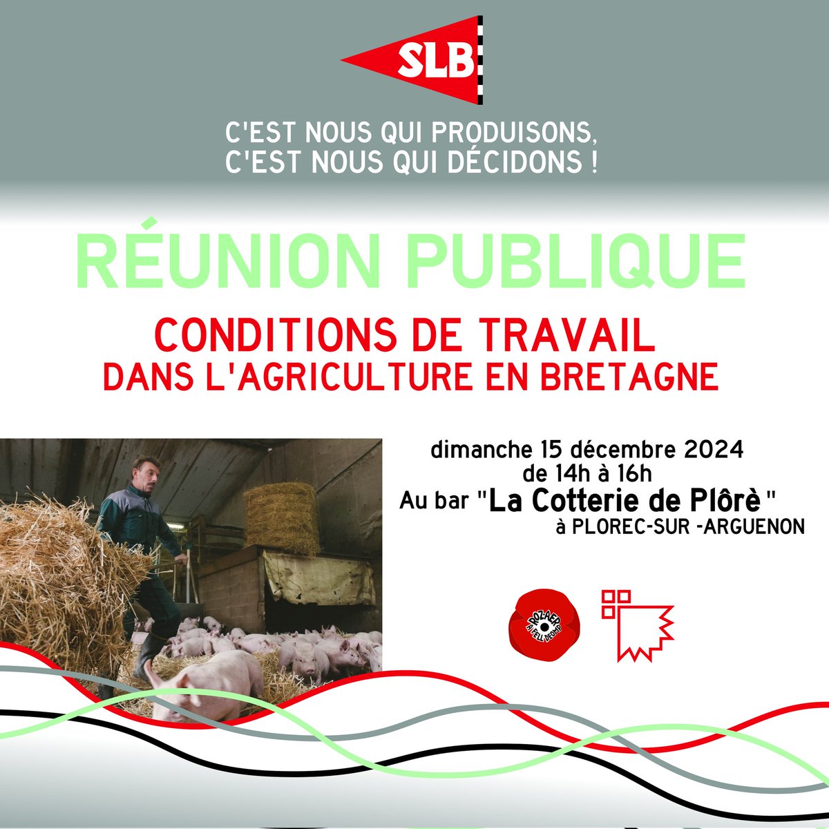 sindikadSLB's tweet photo. 📣 RÉUNION PUBLIQUE 
Les conditions de travail des salariés dans l'agriculture en Bretagne. 
---
Sans leurs salariés, la majorité des exploitations agricoles en Bretagne ne produiraient rien. https://t.co/C9Q2Y4hpQR