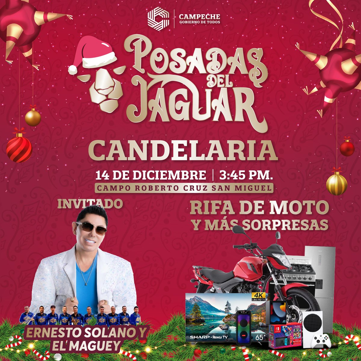 Mañana 14 de diciembre llega a Candelaria la #PosadaDelJaguar. Les  esperamos desde las 3:45 p. m. Tendremos mucha, mucha diversión para chicos  y grandes, y para cerrar con broche de oro, a