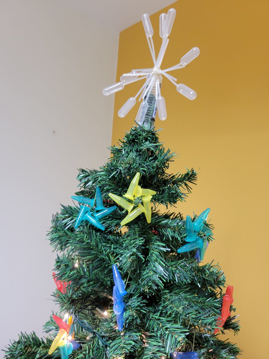 A wild Chemistree appears in the student lounge! Starring microcentrifuge tubes and pipettes.