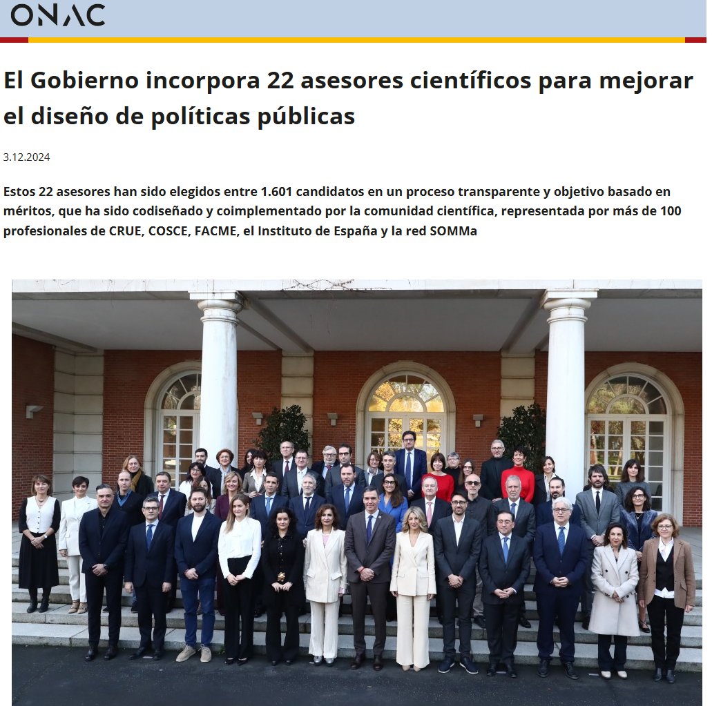 SCITEL, como miembro de la COSCE, ha participado en el proceso de evaluación y selección de los 22 asesores científicos que se han incorporado a los diferentes Ministerios y que sirven de puente entre la ciencia y las políticas públicas 👏🏼👏🏼👏🏼

+info: onac.gob.es/novedades/noti…