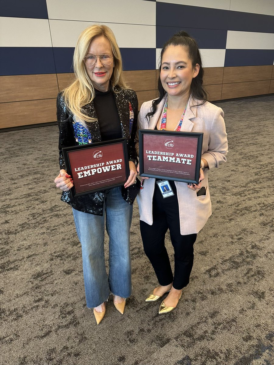 Congratulations to Jo Gillen, Executive Director of Social Emotional Learning, and Rosie Hamlin, Director-IT Project Manager, for winning the Empower and Teammate Awards during yesterday's Team CFB meeting. These individuals work hard to support our staff, students and families