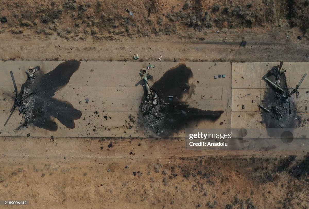 yeghig's tweet image. #Israel/i Air Force airstrikes on the Mezzeh airbase near Damascus, #Syria, led to the destruction of the majority of the regime Aerospatiale Gazelle SA342 fleet. #Middlebeast