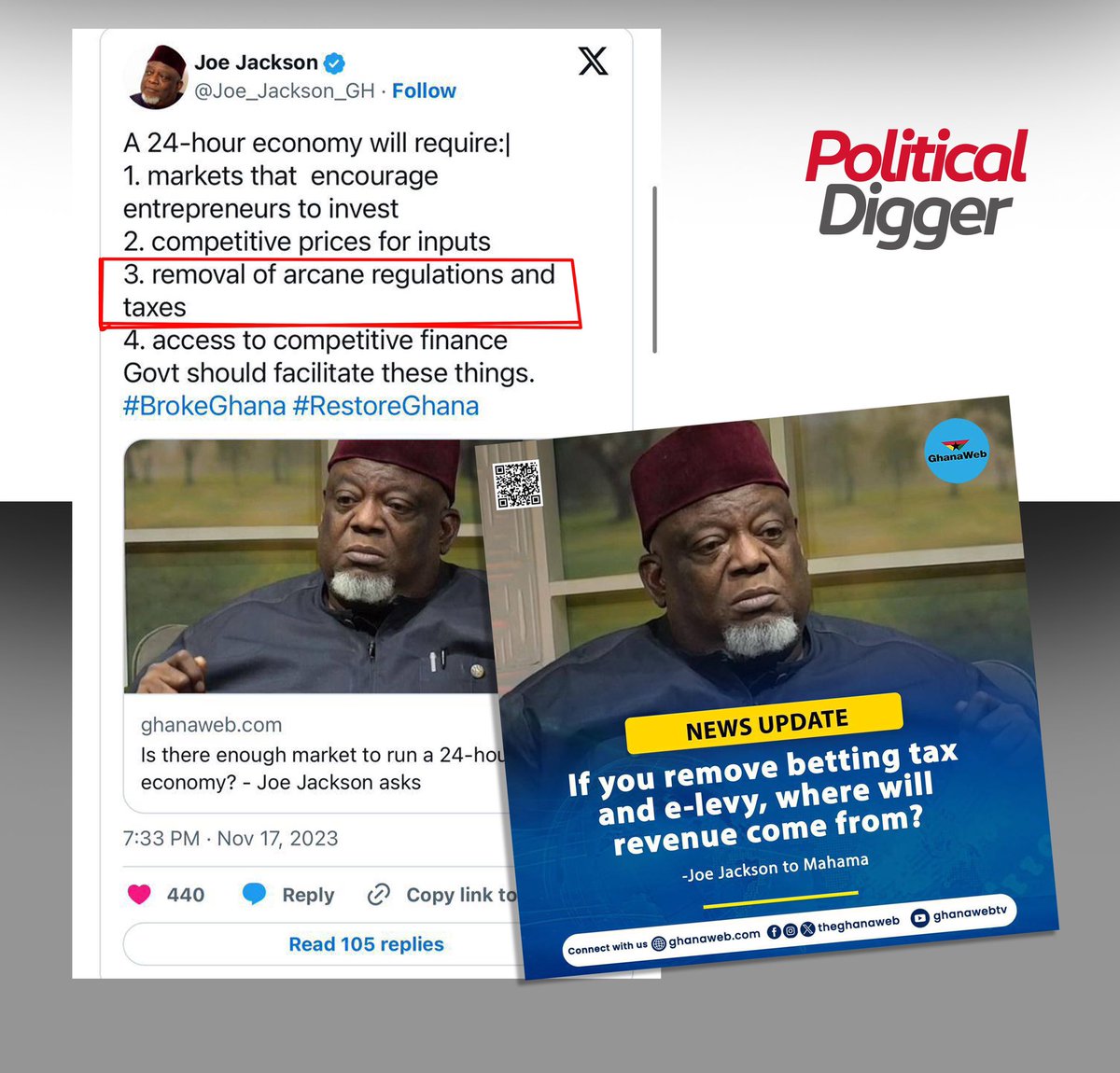 CEO of Dalex Finance, Joe Jackson, a vocal John Mahama supporter, makes a shocking U-turn on taxes and its impact on 24-hour economy, raising questions: was he misleading the public to garner votes for his allies or has he genuinely changed his perspective?