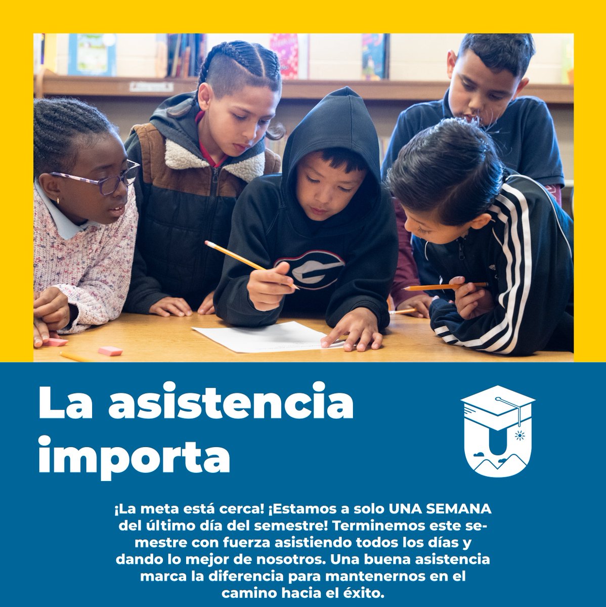 ✨ The finish line is near! ✨ We're just ONE WEEK away from the last day of the semester! Let’s end this semester strong by showing up every day and giving it our all. Good attendance makes all the difference in staying on track for success. #AttendanceMatters