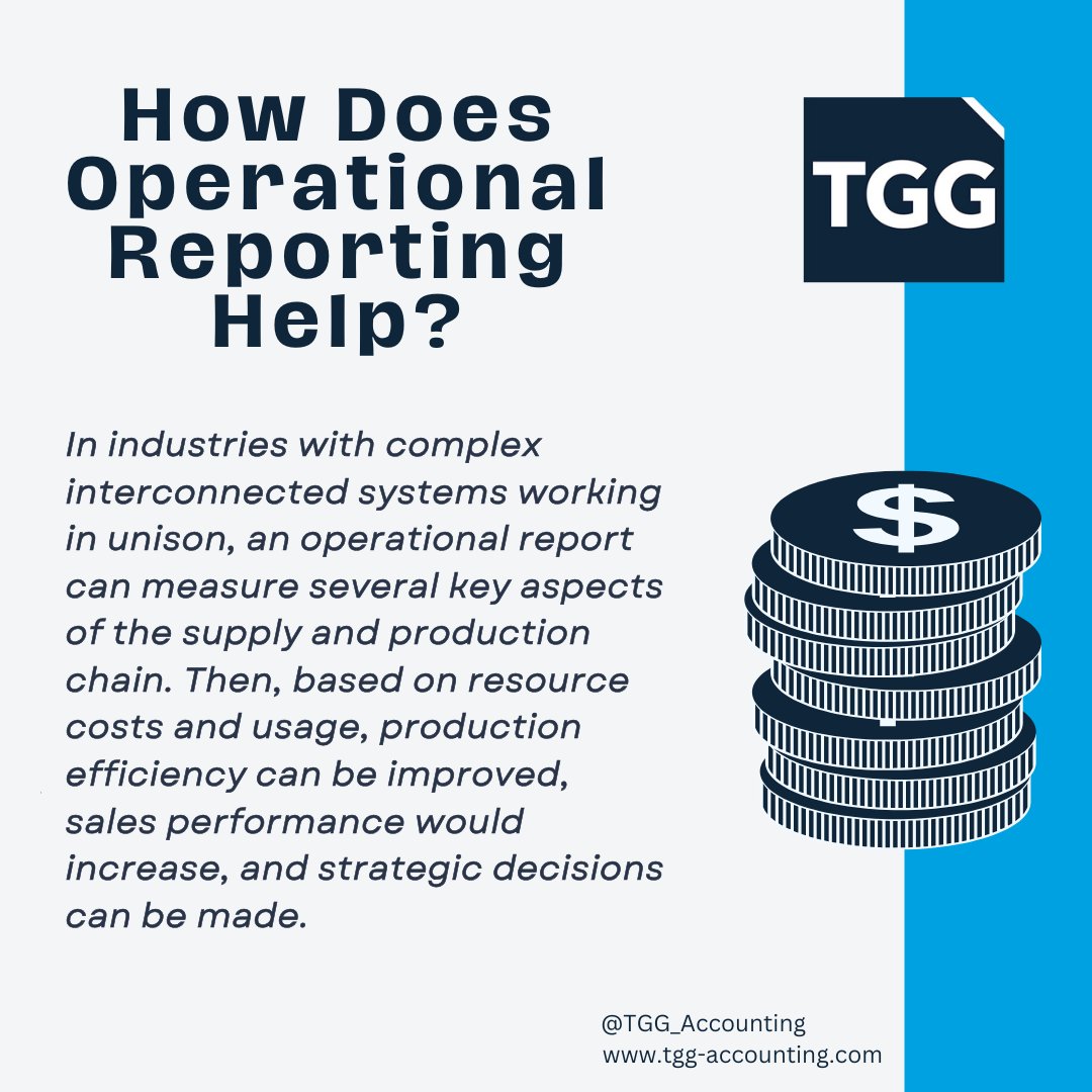 At TGG, operational reporting provides you with up to the minute snapshots of your current position. 

#tggaccounting #accountingtips #growyourbusiness #operationalreporting #smallbusiness #cashflow #growth #outsourcing