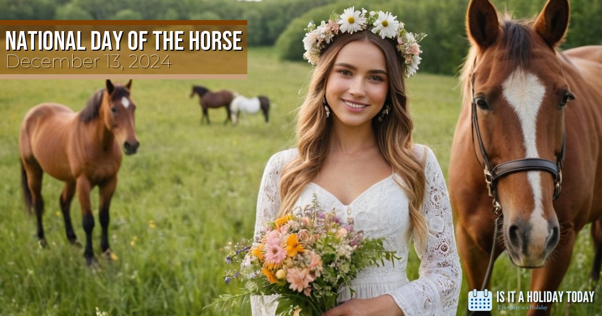 IsHolidayToday's tweet photo. Do you have a special horse in your life? 🐴 Celebrate National Day of the Horse with us! 🎉 Share your favorite horse memory or story! 💬 Like and share if you love horses! 🐴 #NationalDayoftheHorse #HorseLover #EquineAppreciation https://t.co/fWJxCtyNvg https://t.co/Gq4ElFE22y