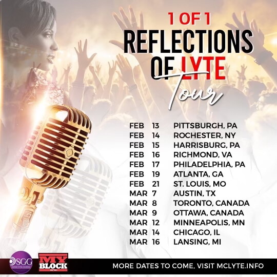 HIPHOPSISTERS's tweet photo. Guess what guys? MC Lyte is hitting the road with The 1 OF 1 TOUR.
Visit https://t.co/qQiz7cZCED for tickets, VIP packages, and more details.
Tag your family, friends and spread the word.
#1of1Tour #ReflectionsOfLyte #MCLyteTour https://t.co/7qGsPC0734
