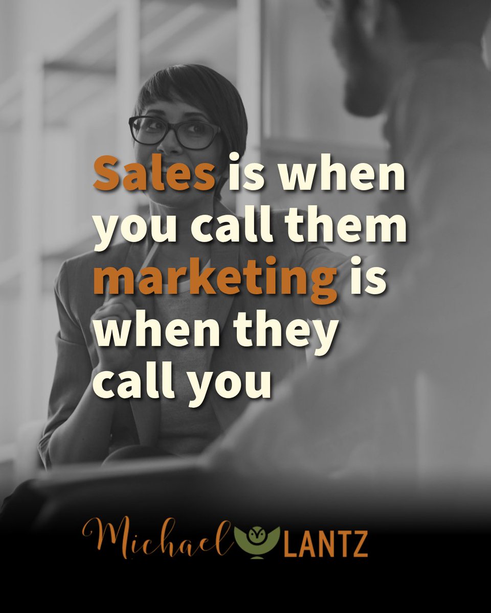 MichaelCLantz's tweet photo. Sales is when you call them marketing is when they call you.
Both have their place. But to attract highly qualified prospects marketing is King Kong. 
Digital marketing prolifically brings prospects to you.
#networkmarketingtips #funnelhacker https://t.co/Lm3UMaxACb