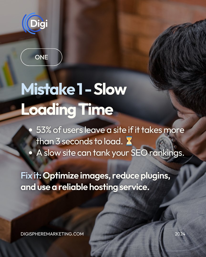 digispheremkt's tweet photo. 💻 Slow speeds, clunky mobile design, unclear CTAs—common website mistakes that can turn customers away. The good news? They’re fixable!

Swipe through to learn how small tweaks can lead to big results. 

#Digispheremkt #WebDesign #WebsiteDesign #WebRevamp #DigitalMarketing https://t.co/gxxQdeeT90