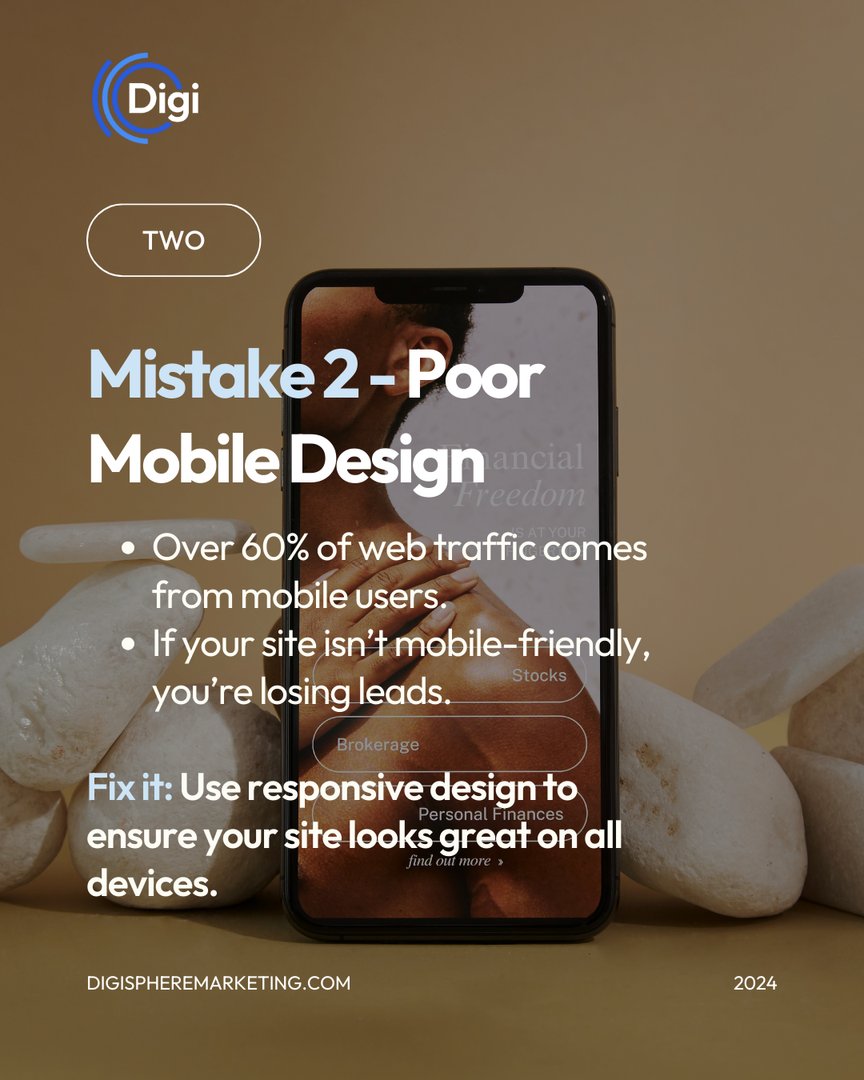 digispheremkt's tweet photo. 💻 Slow speeds, clunky mobile design, unclear CTAs—common website mistakes that can turn customers away. The good news? They’re fixable!

Swipe through to learn how small tweaks can lead to big results. 

#Digispheremkt #WebDesign #WebsiteDesign #WebRevamp #DigitalMarketing https://t.co/gxxQdeeT90