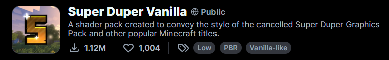 eldeston's tweet photo. Thank you again for your support for Super Duper Vanilla and helping it reach another milestone on Modrinth, with over 1 million downloads and CurseForge with a whopping 3.4 million downloads and growing! https://t.co/2cIAuQETkS