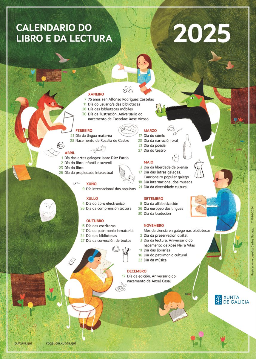 escritoras.com (@escritoras) on Twitter photo Mirad el Calendario del Libro y de la Lectura de Galicia para el 2025 😍. Cada año la <a href="/CulturaXunta/">Cultura de Galicia</a> de Galicia saca un calendario literario. No siempre tiene las mismas efemérides.
rbgalicia.xunta.gal/es/noticias/ca… Mirad el Calendario del Libro y de la Lectura de Galicia para el 2025 😍. Cada año la <a href="/CulturaXunta/">Cultura de Galicia</a> de Galicia saca un calendario literario. No siempre tiene las mismas efemérides.
rbgalicia.xunta.gal/es/noticias/ca…