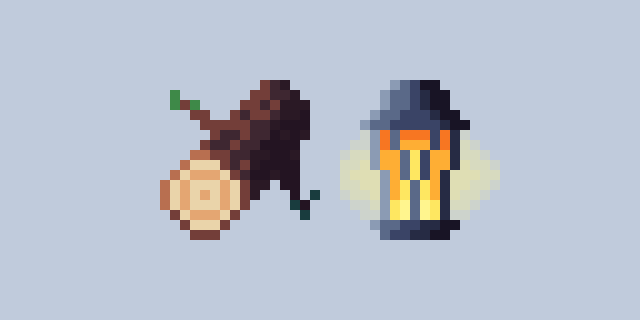 Dromuarga__'s tweet photo. Day 12 &amp; 13 of #pixelartvent - Log and Lantern
#pixelart https://t.co/xOMWEcgP5K