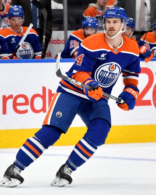 Josh Brown skates during an Oilers home game at Rogers Place