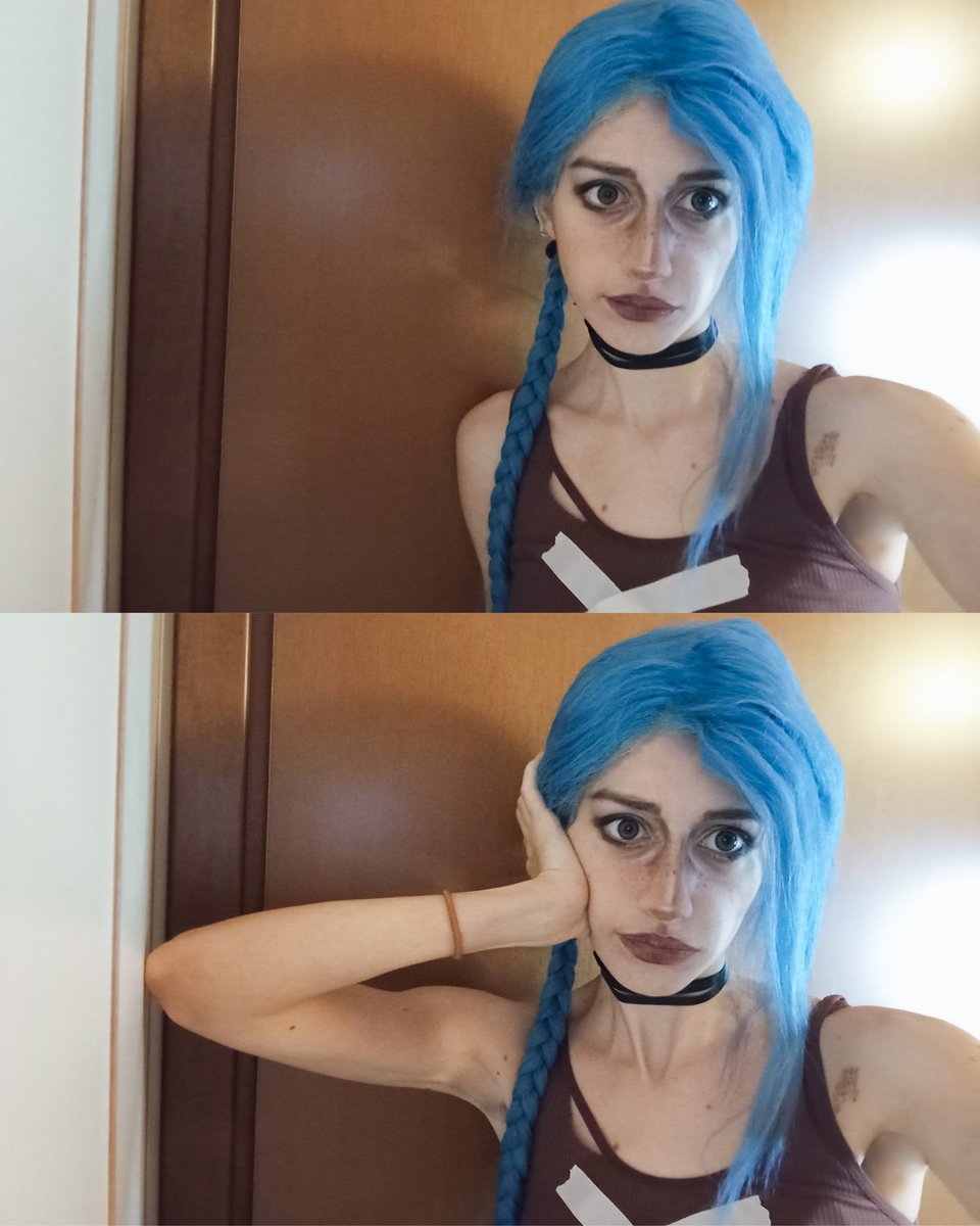 Redrumymcosplay's tweet photo. I think I finally mastered Jinx makeup :P can't wait to cosplay her again https://t.co/zXnUFxkDcD