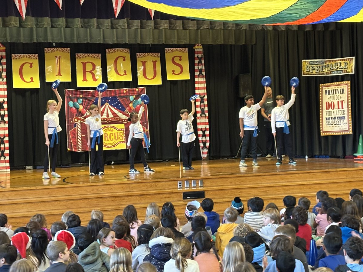 wag_j's tweet photo. Our 4th grade students had a great time showing off all they learned during #circus week. The coaches from Philadelphia School of Circus Arts joined @IthanES this week. The coaches utilize the circus to highlight the values of teamwork, persistence, determination, and practice. https://t.co/giqbZHe8vI