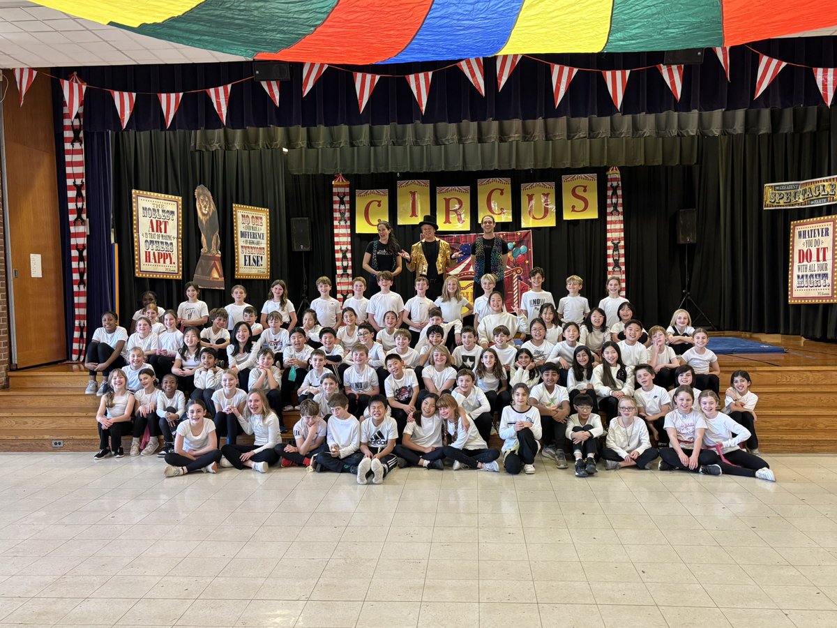 wag_j's tweet photo. Our 4th grade students had a great time showing off all they learned during #circus week. The coaches from Philadelphia School of Circus Arts joined @IthanES this week. The coaches utilize the circus to highlight the values of teamwork, persistence, determination, and practice. https://t.co/giqbZHe8vI