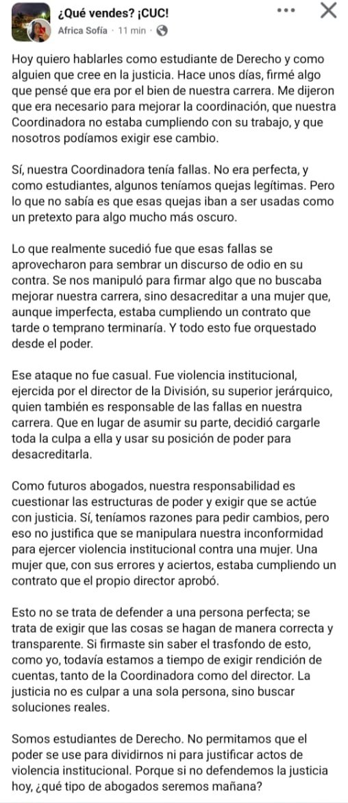 <a href="/udg_oficial/">Universidad de Guadalajara</a> <a href="/KarlaPlanter1/">Karla Planter</a> <a href="/CUCosta/">Centro Universitario de la Costa</a> <a href="/rvillanueval/">Ricardo Villanueva</a> 
Estaremos atentas de que a esta alumna no le desaparezcan el kardex o le hagan también violencia institucional por decir una verdad, que ha trascendido de generación en generación.