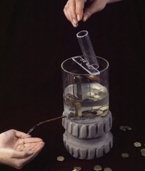 historyinmemes's tweet photo. Back in the 1st century in Roman Egypt, a clever inventor named Hero of Alexandria came up with one of the first vending machines. This device was ingeniously placed in temples to dispense holy water.

The mechanism was quite simple yet effective. You'd drop a coin into the machine, and it would land on a little platform connected to a lever. The weight of the coin would push the lever down, opening a valve to allow a precise amount of holy water to flow out.

Once the coin slid off the platform, the lever would return to its original position, thereby closing the valve. This setup not only automated the process but also ensured that each person received only their fair share, making it a remarkable example of early mechanical innovation.

Long before vending machines were associated with snacks, they were sanctifying spaces by dispensing blessings!