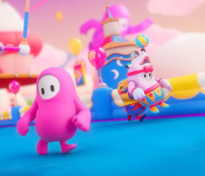 PinkFaller's tweet photo. [3... 2... 1... GO!]

[The Pink Fall Guy and other Beans start running towards a crown.] https://t.co/5vbsn0msoB