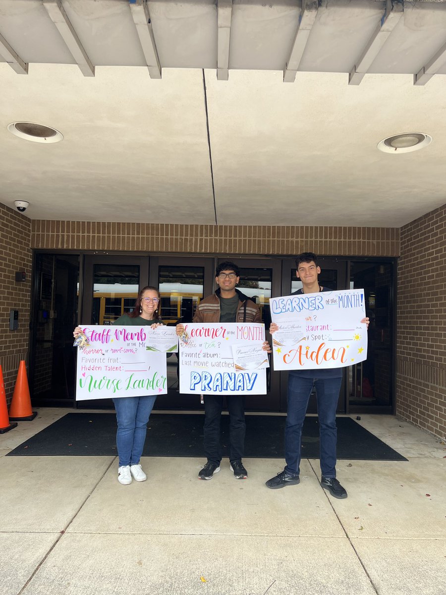 stuco_newtech's tweet photo. November Learners and Staff Member of the Month!! Congrats to Nurse Lander, Aiden, and Pranav! You all rock! 🎉🎉🎉 https://t.co/wnwRUnmA7O