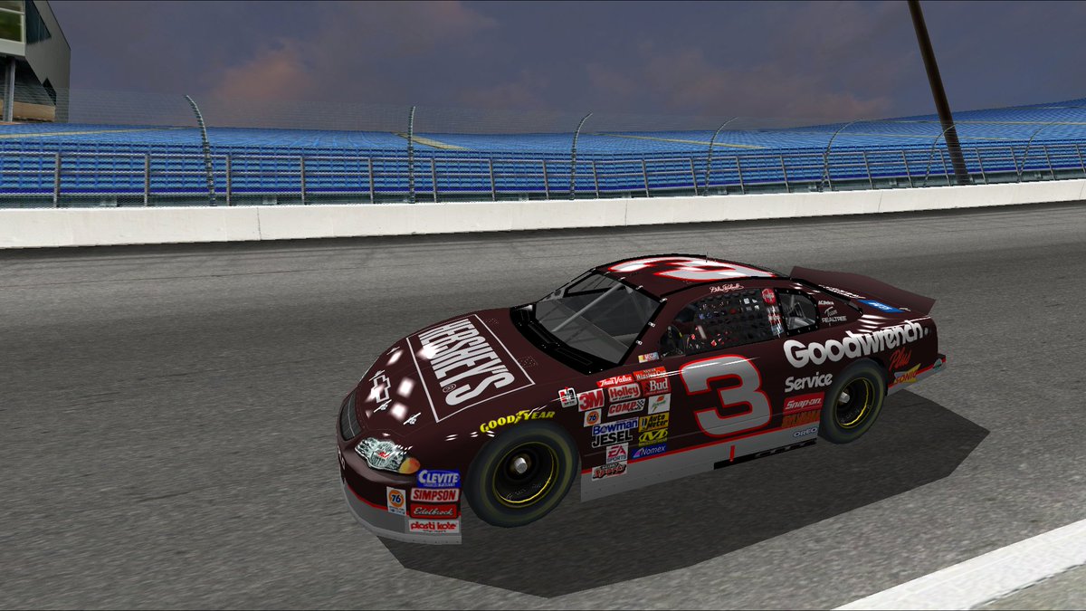CR48Designs's tweet photo. Dale Earnhardt 2002 Hershey's Chevrolet.
From 1995-2000 he ran a special scheme in the all star race and in 2001 was supposed to run an inverse white scheme.
This is what i think he would have ran in the 2002 all star race had he lived.
#nr2003 https://t.co/AWu7oqitNS