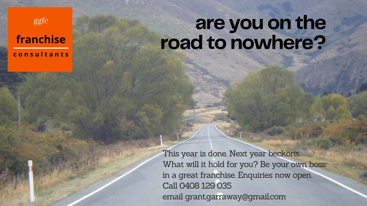 GarrawayGrant's tweet photo. This year is done. Next year beckons.
What will it hold for you? Be your own boss in a great business. Enquiries now open.
Call 0408 129 035
email grant.garraway@gmail.com
#BeYourOwnBoss #Franchise #FranchiseConsultant
#Ogalo #Fibrenew #BksTakeaway #CoffeeTreat #Houseproud #AltemStitches