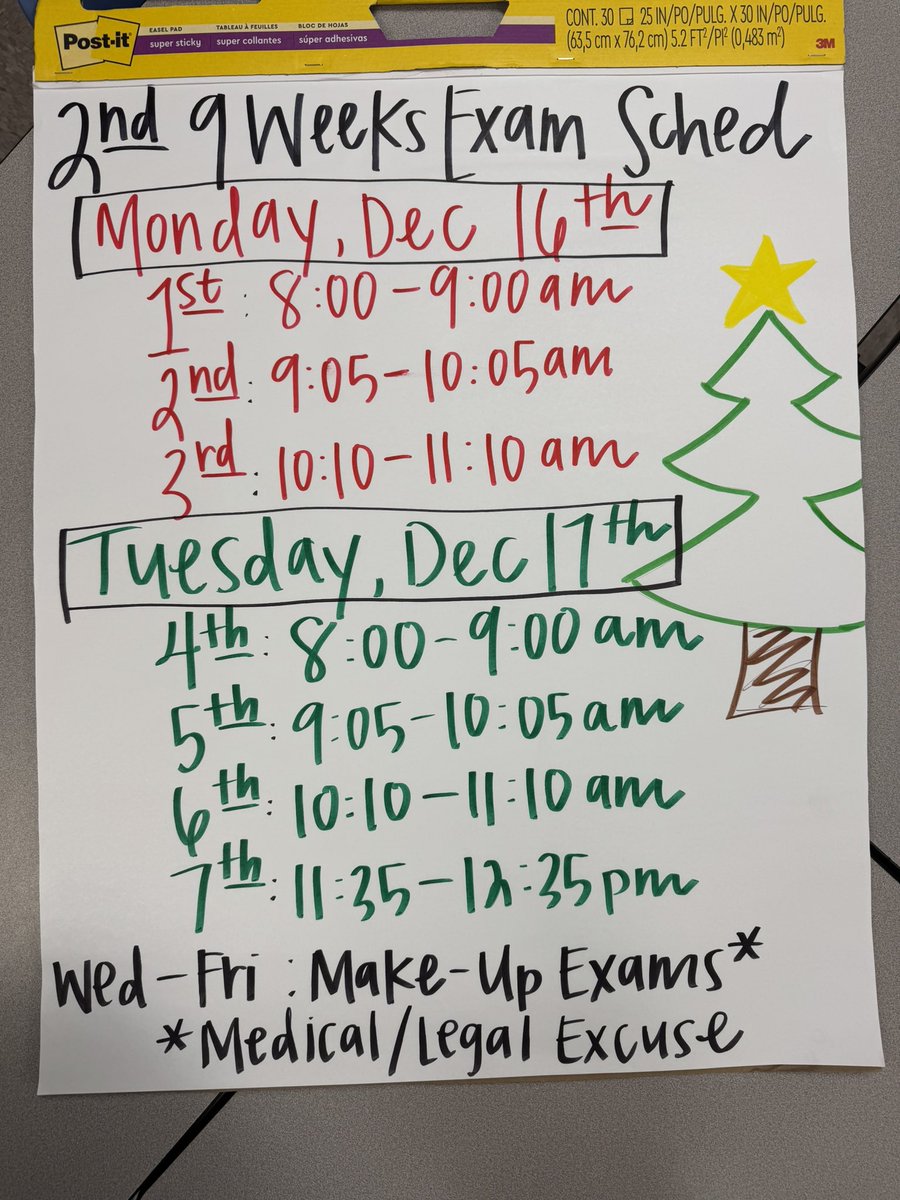 Mrs. Wood (@mathin313) on Twitter photo Was the Friday before exam week crazy? Little bit.
Were we able to review? Mostly.
Did my kids know they’re loved & would be missed this Christmas break? ABSOLUTELY!🩶
*exam schedule added for emphasis🙃 <a href="/dms_tcboe/">Drew Middle School</a> <a href="/youngedu/">Tim Young</a> <a href="/SHill_DMS/">Shannon Hill, NBCT</a> Was the Friday before exam week crazy? Little bit.
Were we able to review? Mostly.
Did my kids know they’re loved & would be missed this Christmas break? ABSOLUTELY!🩶
*exam schedule added for emphasis🙃 <a href="/dms_tcboe/">Drew Middle School</a> <a href="/youngedu/">Tim Young</a> <a href="/SHill_DMS/">Shannon Hill, NBCT</a>