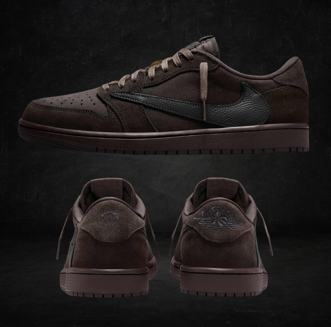 SneakerVisionz's tweet photo. Travis Scott x Jordan 1 Low OG 'Velvet Brown' Releases 12/21 🌵 https://t.co/W00eXkSpkq