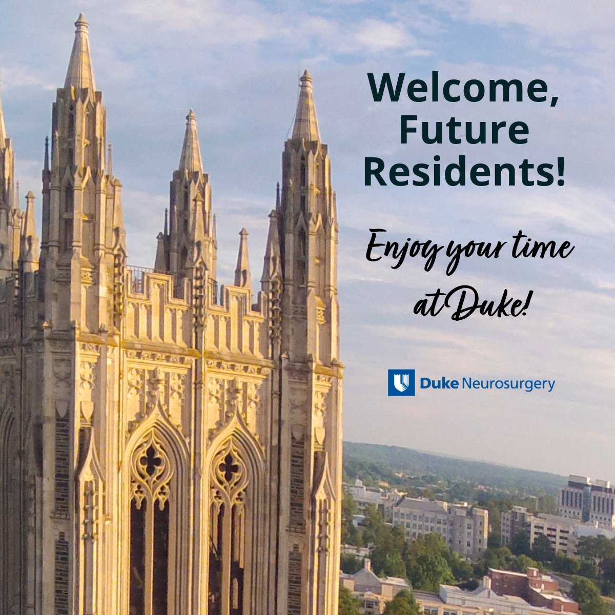 Dukeneurosurg's tweet photo. We can't wait to meet you.
#NeurosurgeryResidency
#NeuroResident
#NeuroLife
#BrainSurgery
#NeurosurgeryTraining
#DukeNeurosurgery
#DukeUniversity
#DukeResidency https://t.co/WFv3r4iPBG