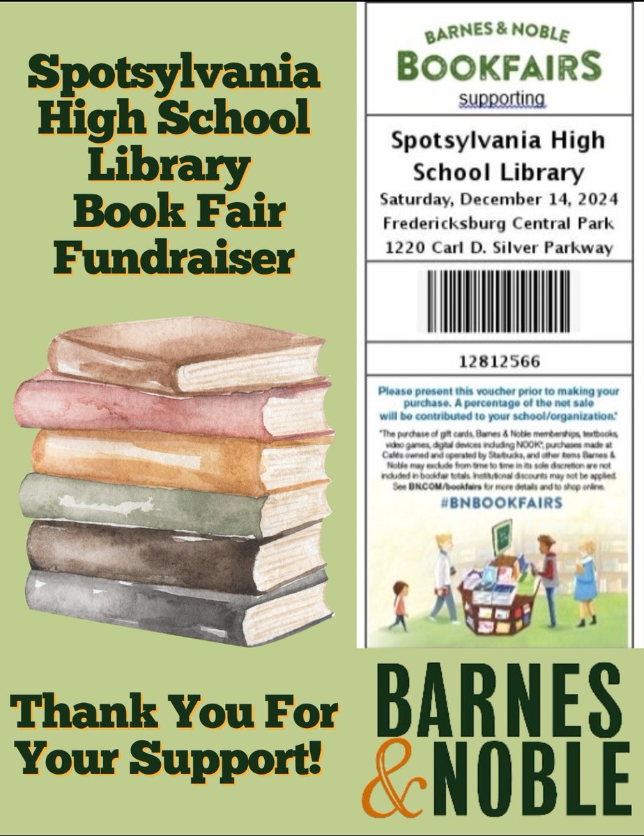 SpotsyLibrary's tweet image. Do some shopping tomorrow. Show the barcode below at the register &amp;amp; SHS Library gets a percentage! It all goes to our students. SHS students will be there painting faces, making ornaments &amp;amp; decorating cookies! @shssca75 @SpotsyFFA @SpotsyHSKnights
