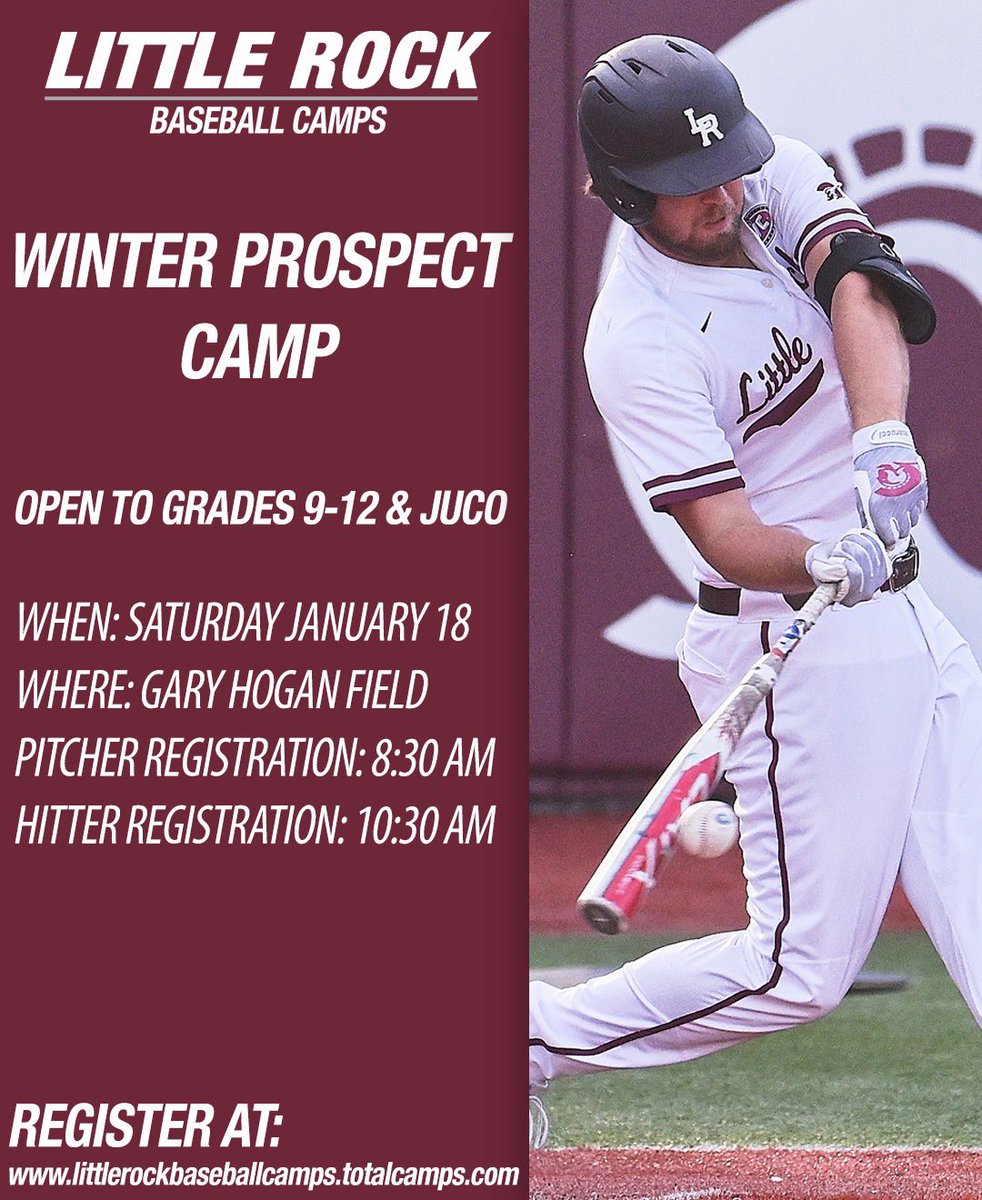 Another week closer to Winter Prospect Camp‼️‼️

Signup here for a great opportunity to be seen by our entire coaching staff ⬇️

littlerockbaseballcamps.totalcamps.com/shop/EVENT

🗓️ Jan 18th