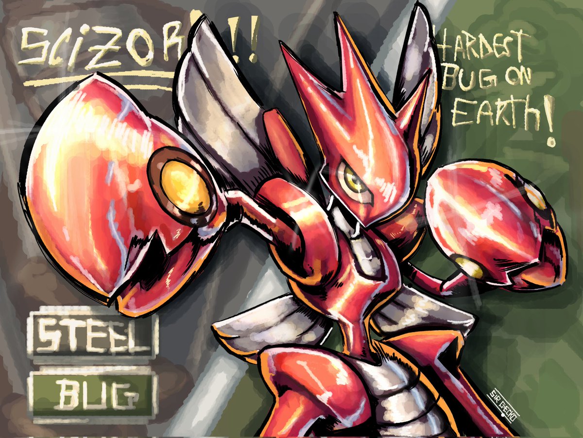 SGeekko's tweet photo. scizor fanart (redraw) wyd think
#bug #pokemon #steel https://t.co/5IwUF6UhYc