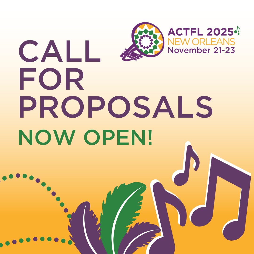 The call for proposals for #ACTFL25 is officially open! Don’t miss the opportunity to share your expertise. Learn more and submit your proposal here: actfl.org/attend/call-fo…