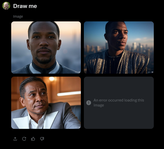 Literally me testing Grok 2 for the first time..

<a href="/elonmusk/">Elon Musk</a>  I think we should talk about how to use what "AI" might really be able to do rather than just "playing" with things in an overly expensive way...

👍👍 for the element of fun though...

x.com/i/grok/share/p…