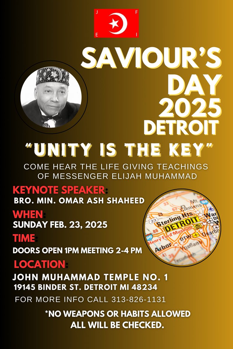 accept_your_own's tweet photo. Saviour's Day 2025 will be in Detroit!!! https://t.co/mA7nZhAUjb