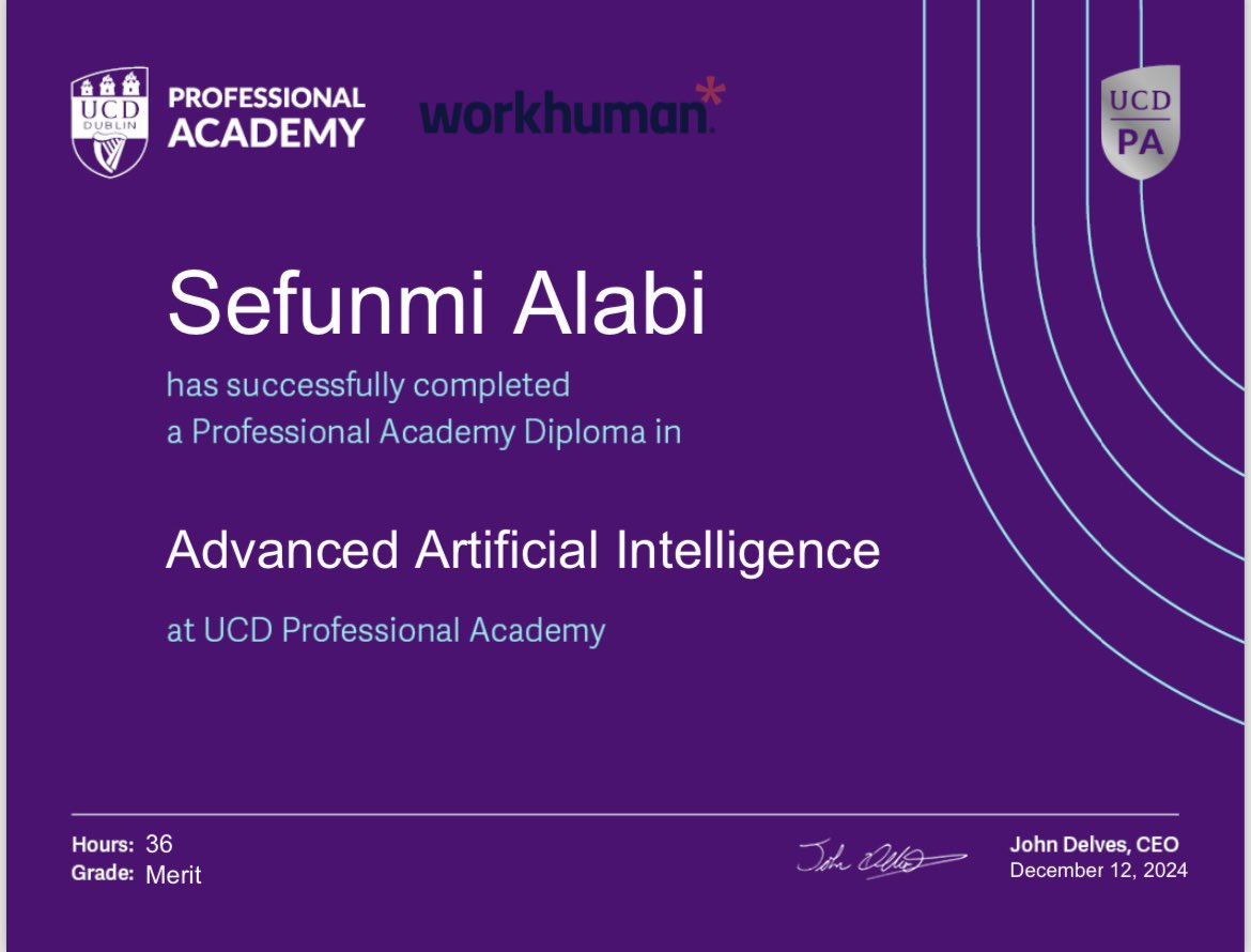moj_alabi's tweet photo. Update! 👨🏽‍🎓🚀

In just 9 months (instead of 18-24), I completed 2 PG Diplomas while juggling a full-time 9-5:

– Advanced Cybersecurity, Stanford Uni (@Stanford)

– Advanced Artificial Intelligence, UCD (@ucddublin @ucd_prof)

Challenging but so worth it—grateful for the journey. https://t.co/icaebHUw3m