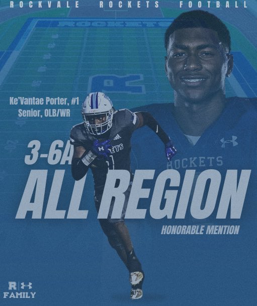 Congratulations to Ke’Vantae Porter for being named All Region 3-6A honorable mention. 

@kevantaep 

#RocketsUp🚀 // #FAMILY // #ALLIN