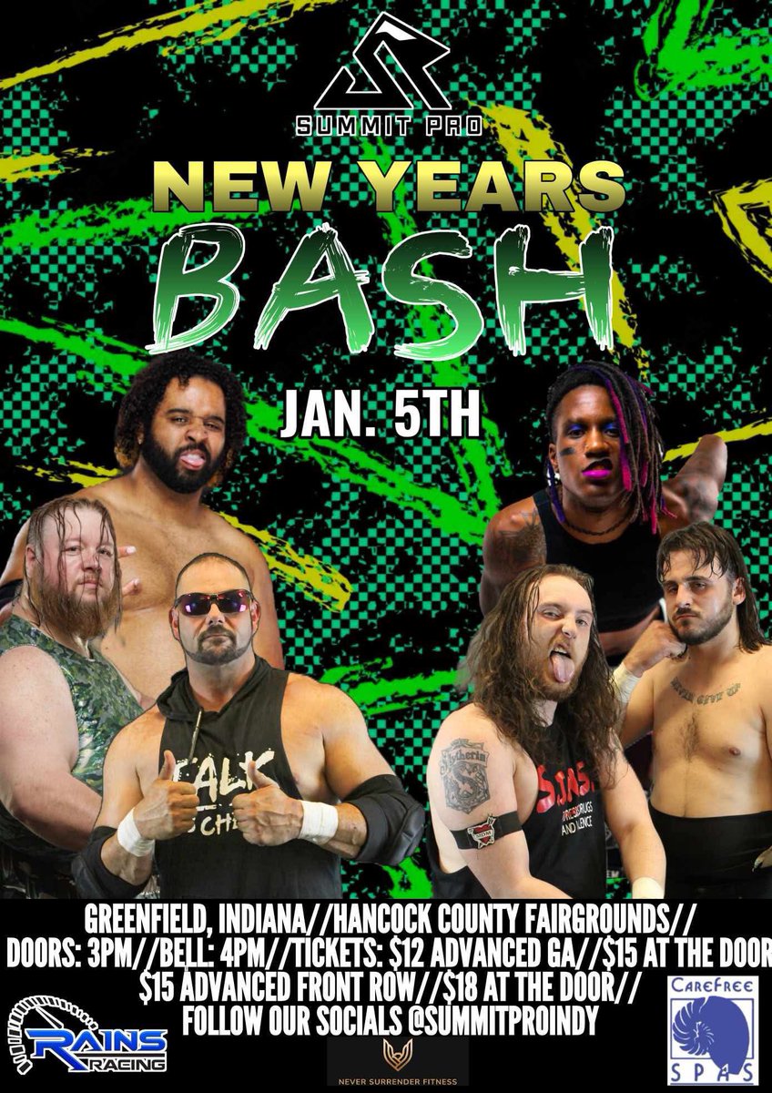 SummitProIndy's tweet photo. New year, new ownership, new ticket prices 🚨 and new faces debuting! 

Sunday, January 5th- We’re back in action with New Years Bash! 

Make sure you stay tuned to see this stacked card including the long awaited debut of @NoahXVeil! https://t.co/ZPVTmjW6hX