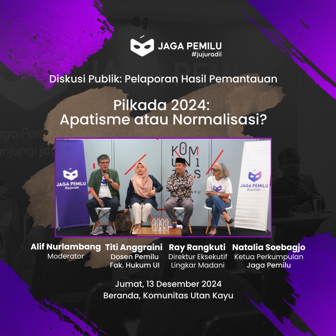 Jaga Pemilu memaparkan bhw pemberitaan media ttg Pilkada berkisar pelanggaran yg dilakukan birokrat sementara laporan masyarakat lebih pada jual-beli suara. Kenapa ini bisa terjadi? Simak perbincangan lengkap di Youtube kami: youtube.com/watch?v=-UVMfq… 

#pilkada #pilkada2024