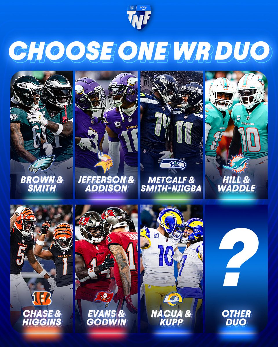 NFLonPrime's tweet photo. Elite duos all around the league. https://t.co/QOxkNiBtWx