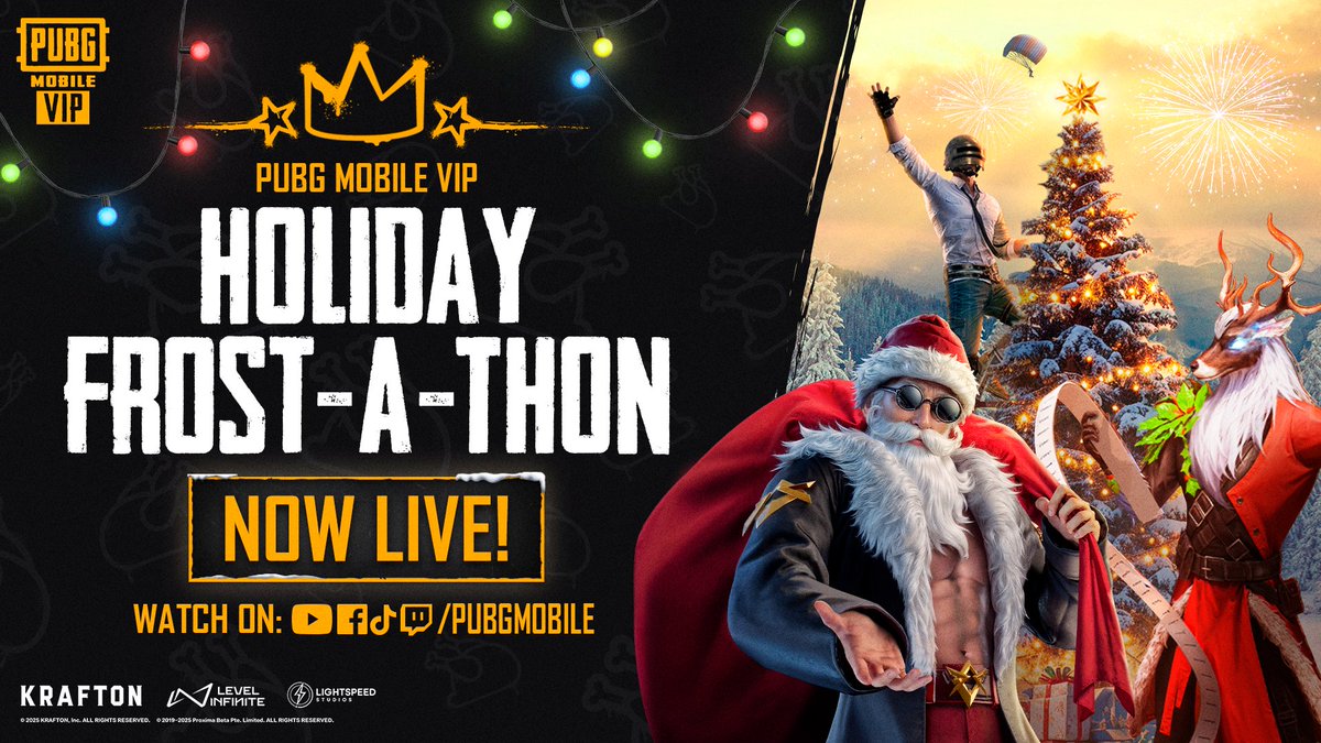 I am NOW LIVE hosting the PUBG MOBILE VIP Holiday Frost-a-Thon: Icy Adventure! #ad  Come join me on an epic adventure across the Icemire Frontier!  
pubgmobile.live/FrostAThon_Pow…  

#PUBGMOBILE #PUBGMVIP #FROSTATHON