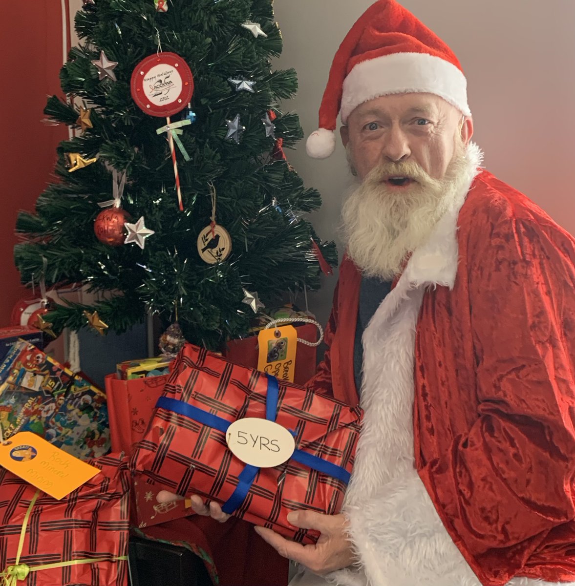 Santa Alex checking out the toys from @goodnessprojectkw  Our kids will love them! 
Shout out to <a href="/AccessStorageCA/">Access Storage</a>  for supporting The Goodness Project❤️ #KindnessMatters #HIVAwareness