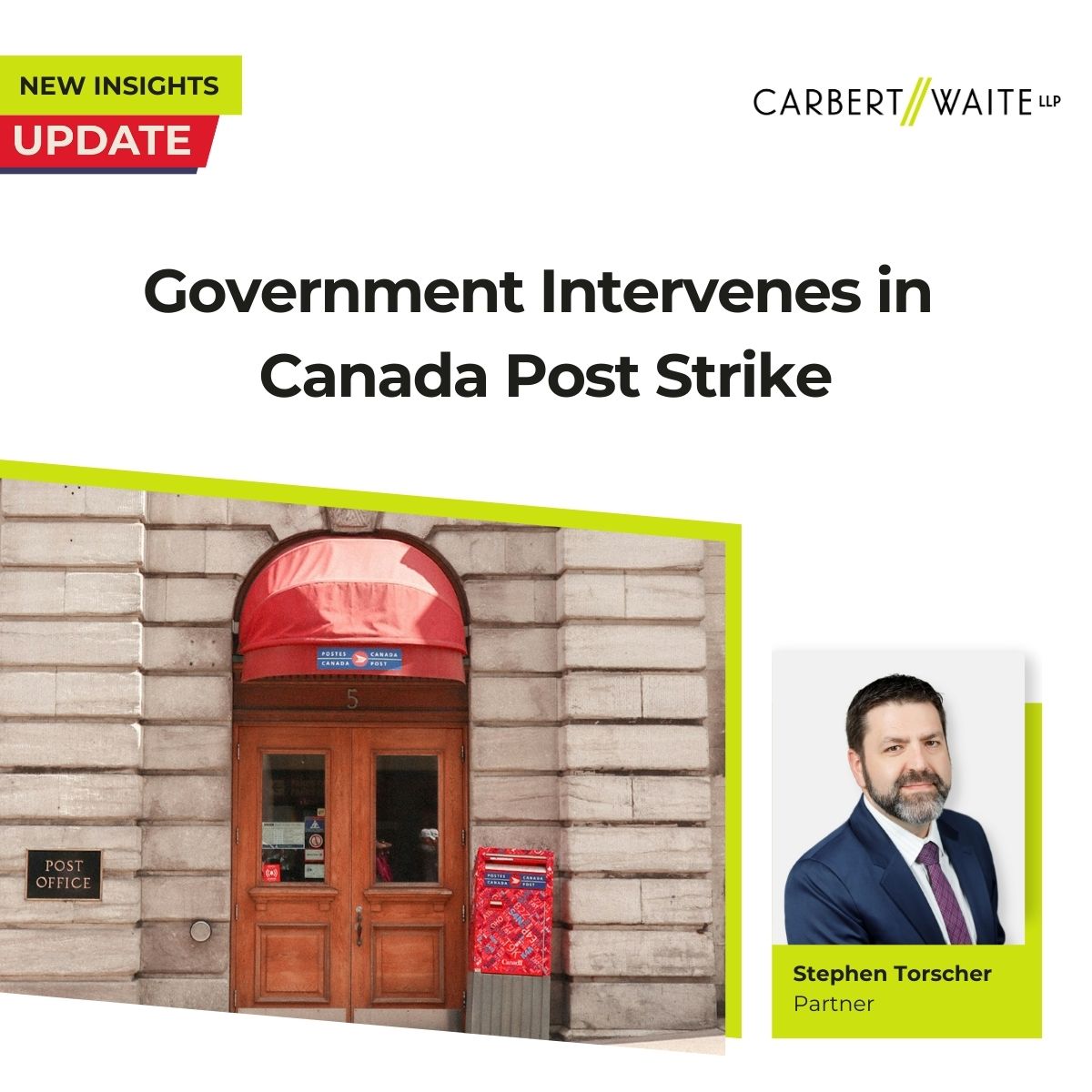 #Breaking - It appears government intervention will soon put an end to the almost month-long strike by Canada Post workers. 

Read Stephen Torscher's latest blog post for more details on how the strike will come to an end: bit.ly/canadapoststri…

#strike #canadapost #cupw