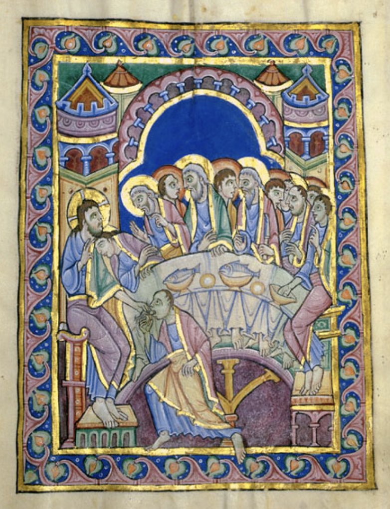 The Last Supper, from the St. Albans Psalter, 12th century albani-psalter.de/stalbanspsalte… en.wikipedia.org/wiki/St._Alban…
