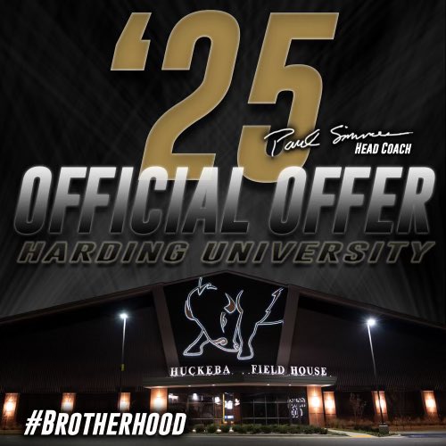 #AGTG ✝️ After a great conversation with <a href="/CoachBigHU/">Trevon Biglow</a>  I am blessed to receive my first offer from <a href="/Harding_FB/">Harding Football</a>  to continue my  education and Football career