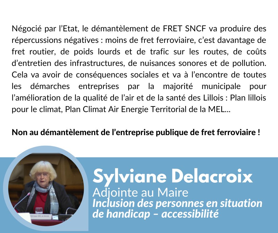 🚨 Non au démantèlement de #FRETSNCF ! 

➡️Sylviane Delacroix défend en #CMLille notre vœu de soutien au fret ferroviaire public et à ses salariés !
#LilleDurable