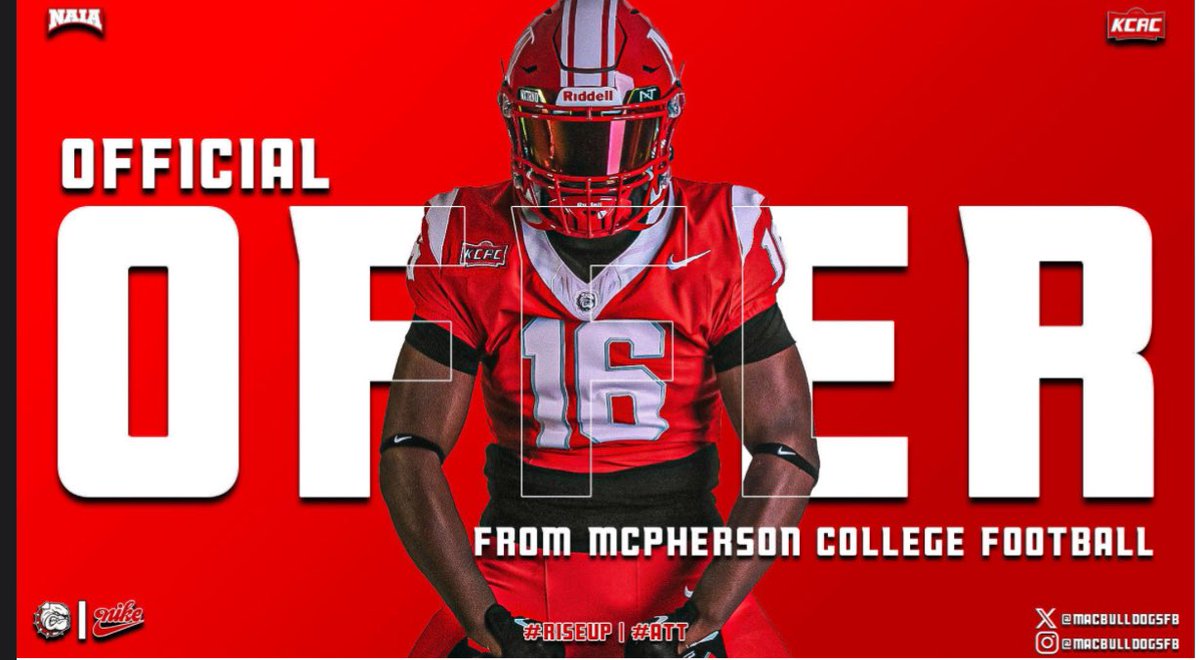 Jayden Gandar (@jayden_gandar42) on Twitter photo #AGTG Iโm truly blessed to receive my first offer from <a href="/MACBulldogsFB/">McPherson Football</a> <a href="/CoachLeppke/">Mitch Leppke</a> #AGTG Iโm truly blessed to receive my first offer from <a href="/MACBulldogsFB/">McPherson Football</a> <a href="/CoachLeppke/">Mitch Leppke</a>